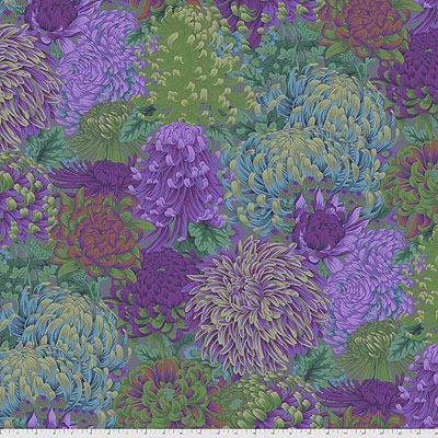 Kaffe Fassett Collective: Hokusai's Mums Green (per 1/4 metre)