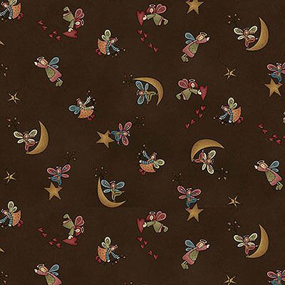 One S1ster Fabrics: Moon & Angels Brown (per 1/4 metre)