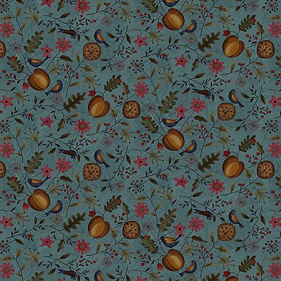 Blessings of Home fabric: Allover Foliage Teal (per 1/4 metre)