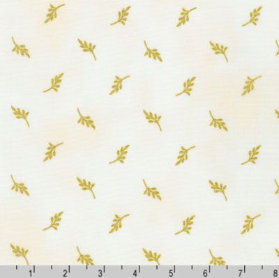 Jaikumari Fabric: Leaves Cream (per 1/4 metre)