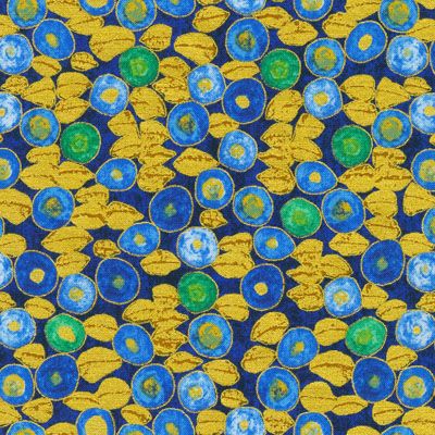 Gustav Klimt fabric: Sapphire Flowers Metallic