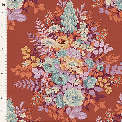 Tilda Chic Escape fabric: Whimsyflower Rust (per 1/4 metre)