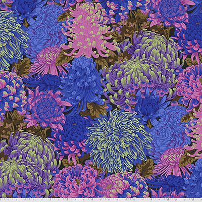 Kaffe Fassett Collective: Hokusai's Mums Cool (per 1/4 metre)