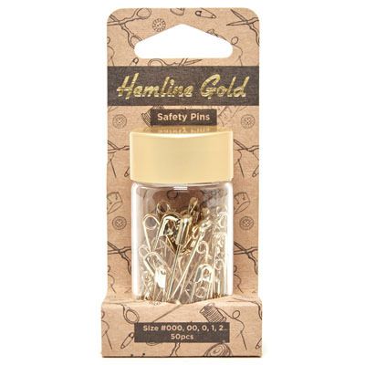 Hemline Gold Assorted Safety Pins Gold