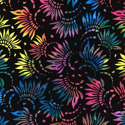 Quilt Back Fabric: Multi Petals Black 70cm Remnant