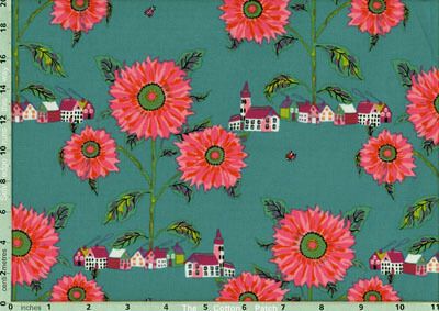 Free Spirit Designers Fabric: Sunny Village Sea (per 1/4 metre)