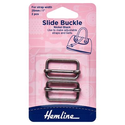 Hemline Slide Buckle Black 25mm