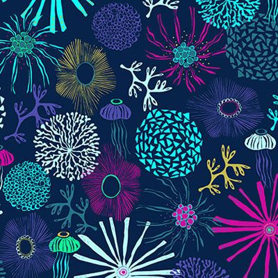 Sea the Good Things fabrics: Ocean Midnight Blue