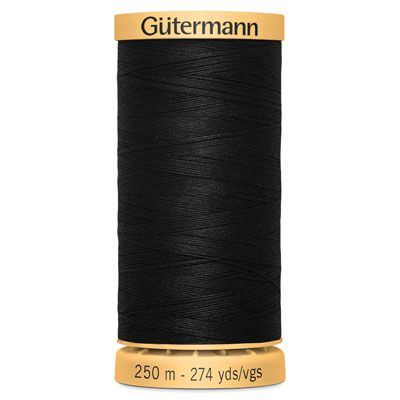 Gutermann Natural Cotton 50 Weight Thread 250m 5201 Black