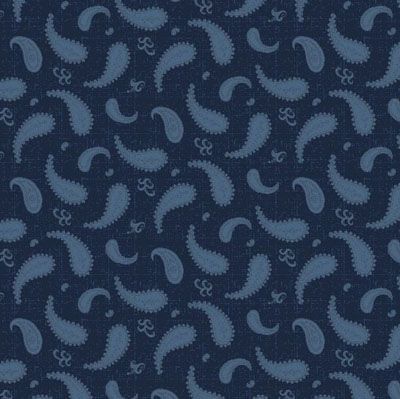 Rainbow Sampler fabric: Large Paisley Blue (per 1/4 metre)