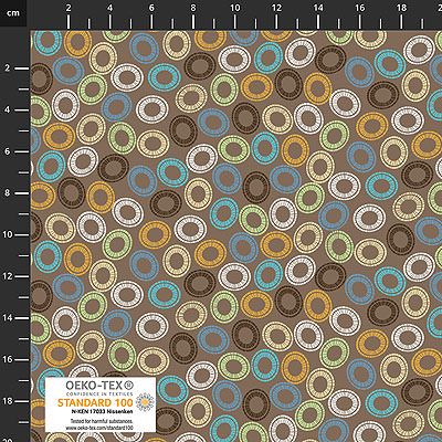 Quilters Coordinates fabric: Hoops Brown (per 1/4 metre)