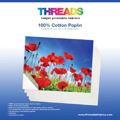 THREADS Cotton Poplin 4oz Inkjet Fabric Large Sheets