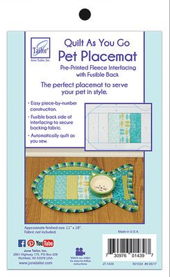 June Tailor Cat Pet Placemat Quilt as You Go PrePrinted Wadding