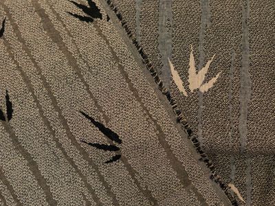 Double Weave Jacquard: Woven Foliage Moss/Grey (per 1/4 metre)