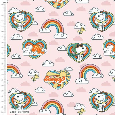 Snoopy Groovin' fabric: Flying