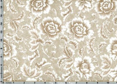 Paris Noir Fabric: Large Floral Taupe (per 1/4 metre)