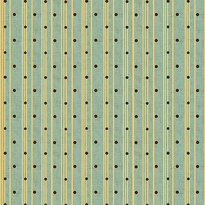 Kim Diehl Designs: Polka Dots & Ticking Stripe Green (per 1/4 metre)