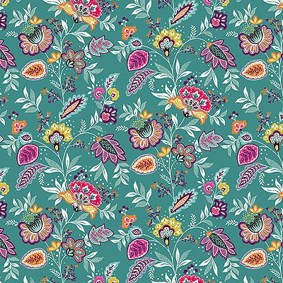 Jewel Tones fabric: Sarasa Teal (per 1/4 metre)