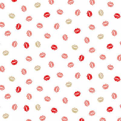 Pamper Fabric: Lips White (per 1/4 metre)