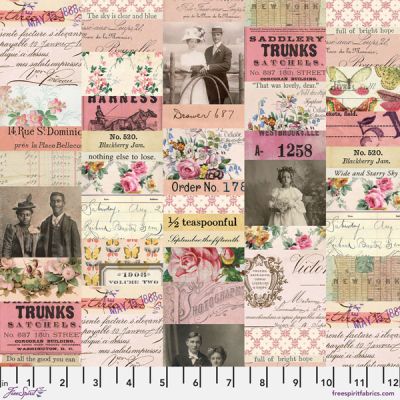 Eclectic Elements Palette, Pink Collage Fabric