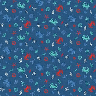 Nautical Fabric: Shells Deep Blue (per 1/4 metre)