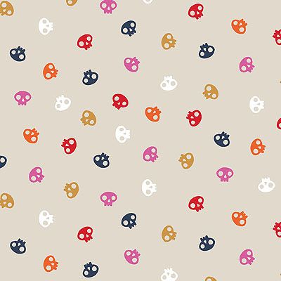 Full Moon Fabric: Skulls Linen (per 1/4 metre)