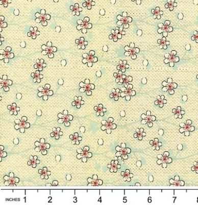 Country Coordinates fabric: Cherry Blossoms Pistachio (per 1/4 metre)