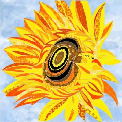 The Flower Collection Sunflower Natural 36' panel