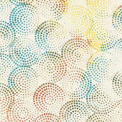 Bali Handpaints Fabric: Circle Dots Pastel (per 1/4 metre)