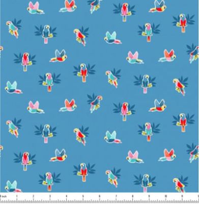 Pool Party fabric: Parrots Blue (per 1/4 metre)