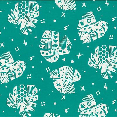 Indah Batik Fabric: Leaf Turquoise (per 1/4 metre)