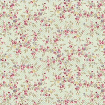 Sienna Fabric: Trailing Flowers Mint (per 1/4 metre)