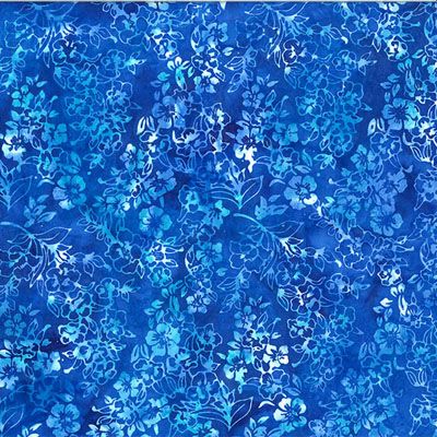 Bali Handpaints Fabric: Dappled Leaves Royal Blue (per 1/4 metre)