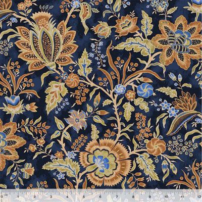 Alexandra Fabric: Night Garden Navy (per 1/4 metre)