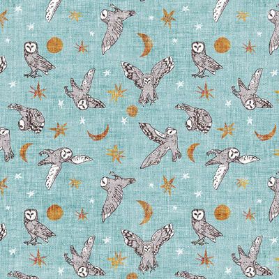 Forest Fable Fabric: Midnight Owls Sky (per 1/4 metre)