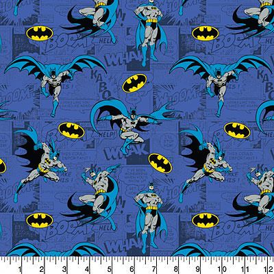 Superheroes Fabric: Batman Comics Blue (per 1/4 metre)