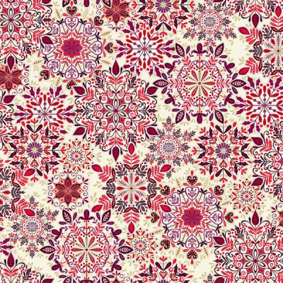 Enchanted Christmas fabric: Snow Crystal Red