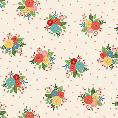 Amelia fabric: Posy Cream (per 1/4 metre)