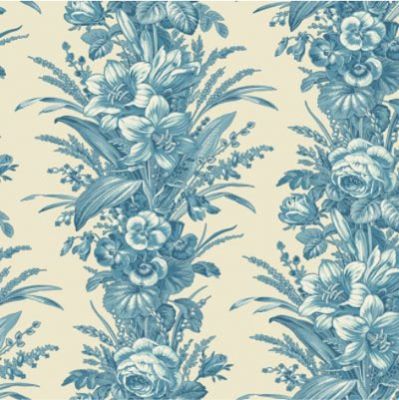 Cocoa Blue fabric: Amaryllis Bleu (per 1/4 metre)