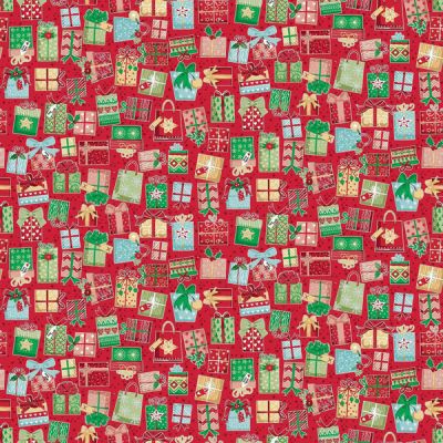 Christmas Wishes fabric: Gifts Galore Red