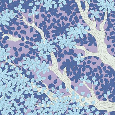 Tilda Woodland Fabric: Juniper Blue (per 1/4 metre)