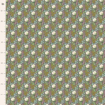 Tilda Sanctuary fabric: Eggplant and Pistachio, Cottonfield Greygreen