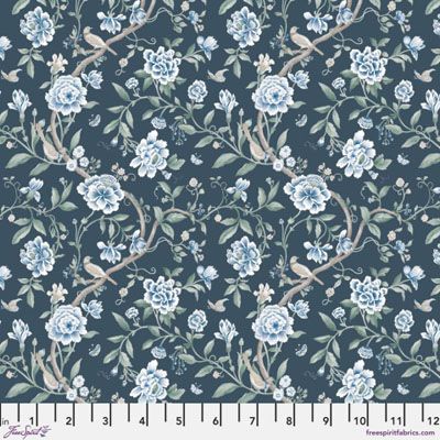 Sanderson Southwold Blue Fabric: Porcelain Garden