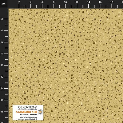 Quilters Coordinates fabric: Letters Sunshine (per 1/4 metre)