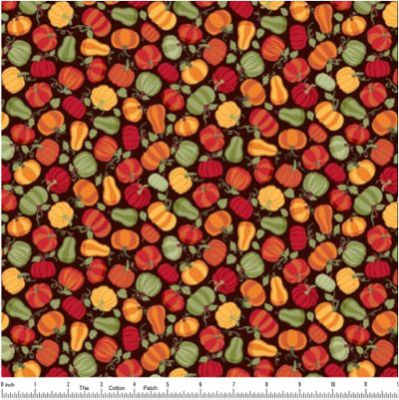 Autumn Days Fabric Pumpkins Dark (per 1/4 metre)