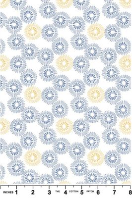 Hajime fabric: Flowerburst, Linen and Blue