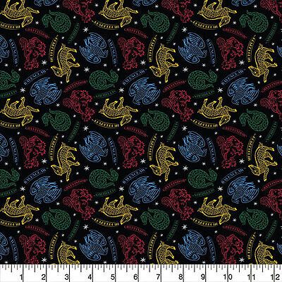 Harry Potter Fabric: Mystical Houses Black (per 1/4 metre)