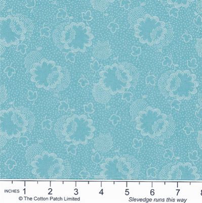 Dutch Heritage fabric: Two Tone Floral Leaf Lake (per 1/4 metre)