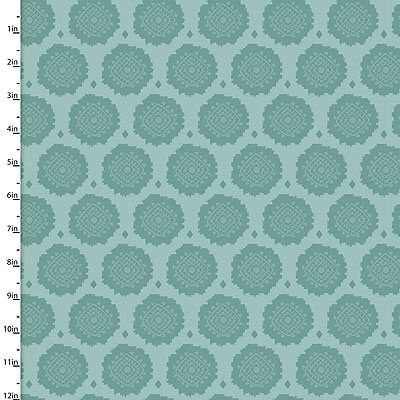 Painted Soul fabric: Diamond Flowers Turquoise (per 1/4 metre)