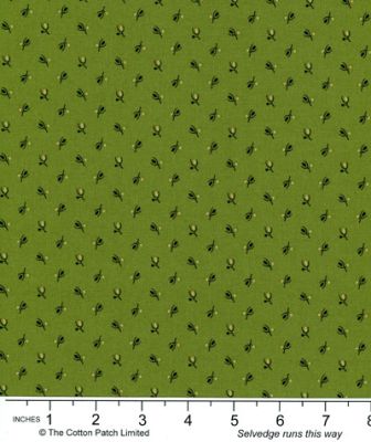 Country Coordinates fabric: Leaf and Berry Ditsy Green (per 1/4 metre)